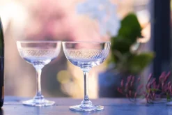 The Vintage List Glassware|Crystal Champagne Saucers with Bands Design