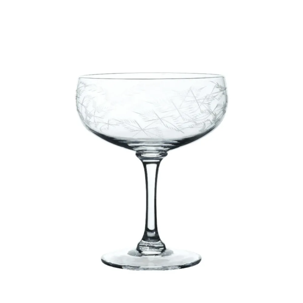 The Vintage List Glassware|Crystal Cocktail Glasses with Fern Design, Set of Four