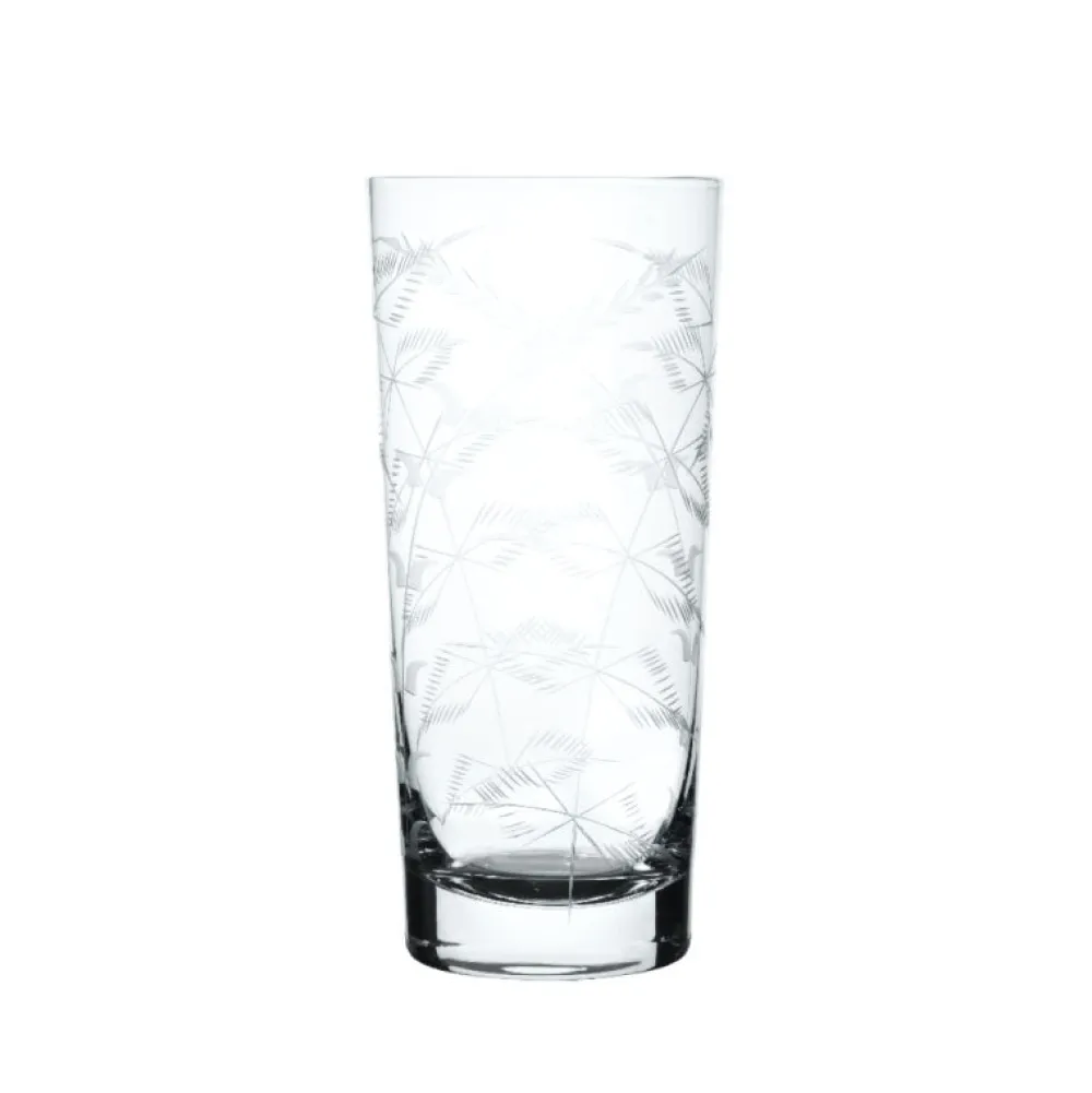 The Vintage List Glassware|Crystal Highballs with Fern Design, Set of Four