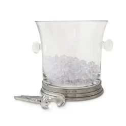 Match Bar|Silver|Crystal Ice Bucket with Handles and Tongs Set, Set of 2