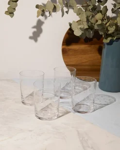 The Vintage List Glassware|Crystal Large Tumblers with Spears Design, Set of 4