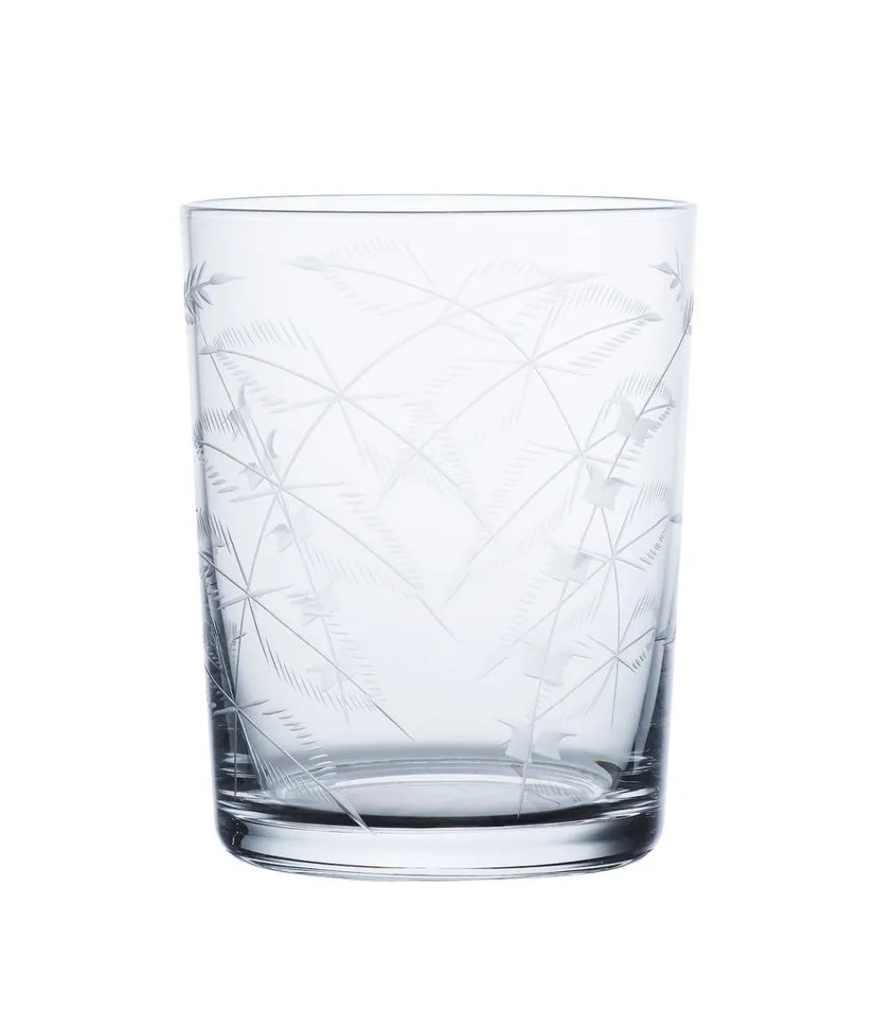 The Vintage List Glassware|Crystal Large Tumblers with Fern Design, Set of 4