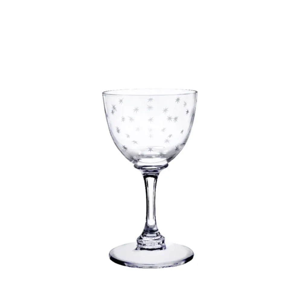 The Vintage List Glassware|Crystal Liqueur Glasses with Stars Design, Set of Six