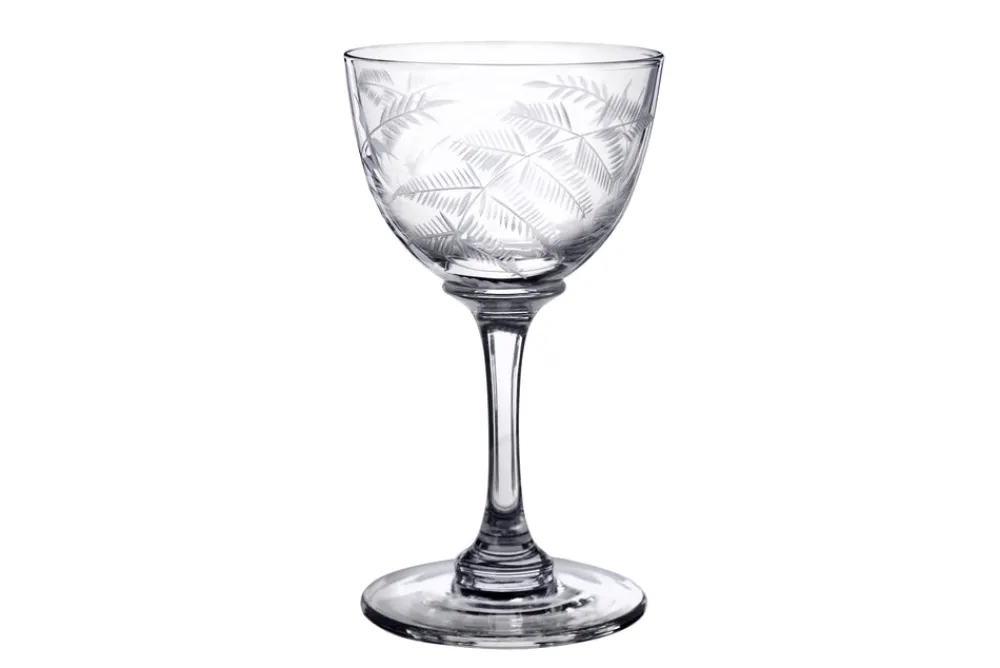 The Vintage List Glassware|Crystal Liqueur Glasses with Fern Design, Set of Six