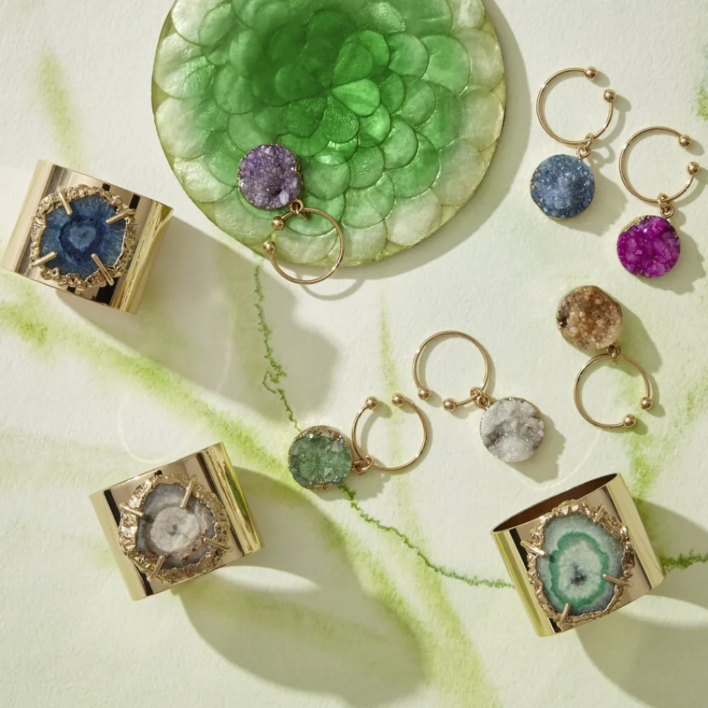 Joanna Buchanan Place Settings & Linens|Crystal Quartz Napkin Rings in Indigo, Set of Two