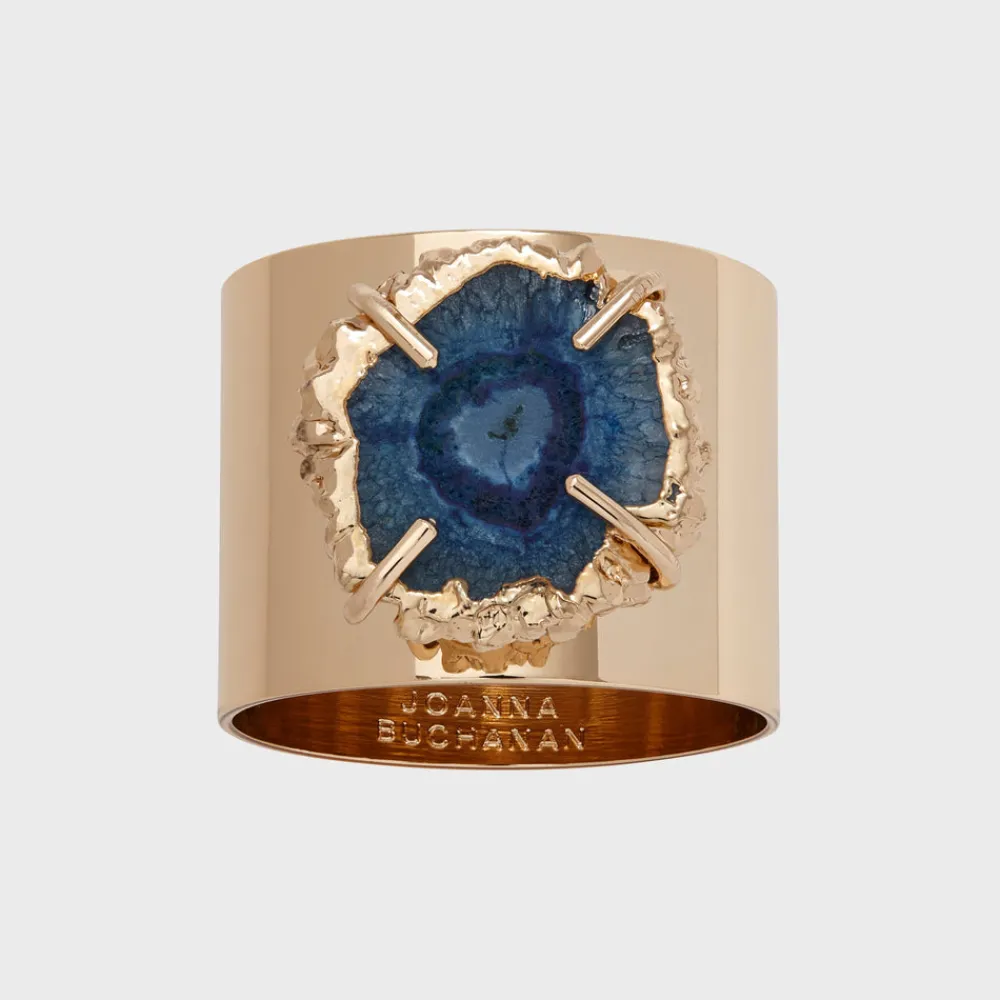Joanna Buchanan Place Settings & Linens|Crystal Quartz Napkin Rings in Indigo, Set of Two