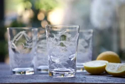 The Vintage List Glassware|Crystal Tumblers with Fern Design, Set of Six