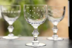 The Vintage List Glassware|Crystal Wine Goblets with Stars Design, Set of Four