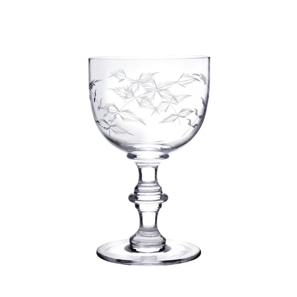 The Vintage List Glassware|Crystal Wine Goblets with Fern Design, Set of Four