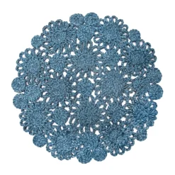 Caravan Place Settings & Linens|Daisy Jute 15" Round Placemat in Blue Jean, Set of 4
