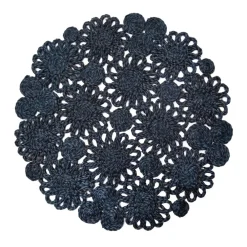 Caravan Place Settings & Linens|Daisy Jute 15" Round Placemat in Navy, Set of 4