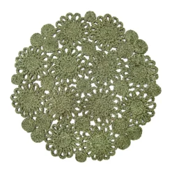 Caravan Place Settings & Linens|Daisy Jute 15" Round Placemat in Green, Set of 4