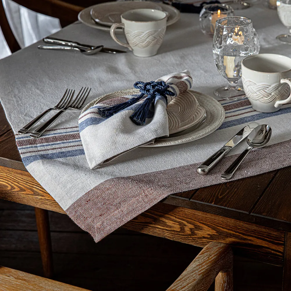 Juliska Place Settings & Linens|Danish Stripe 52" Table Square in Taupe