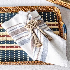 Juliska Place Settings & Linens|Danish Stripe Napkin in Taupe, Set of 4