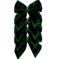 Flying Sheep Country Place Settings & Linens|Dark Green Bow Velvet Napkin Ties, Set of 4