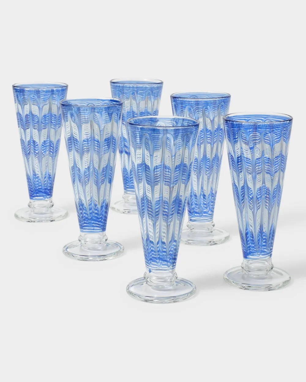 Cabana Glassware|D’Ascoli Donatello Flute Glasses in Sapphire, Set of 6