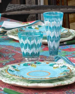 Cabana Glassware|D’Ascoli Donatello Flute Glasses in Turquoise, Set of 6