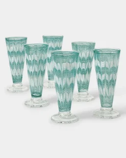 Cabana Glassware|D’Ascoli Donatello Flute Glasses in Turquoise, Set of 6