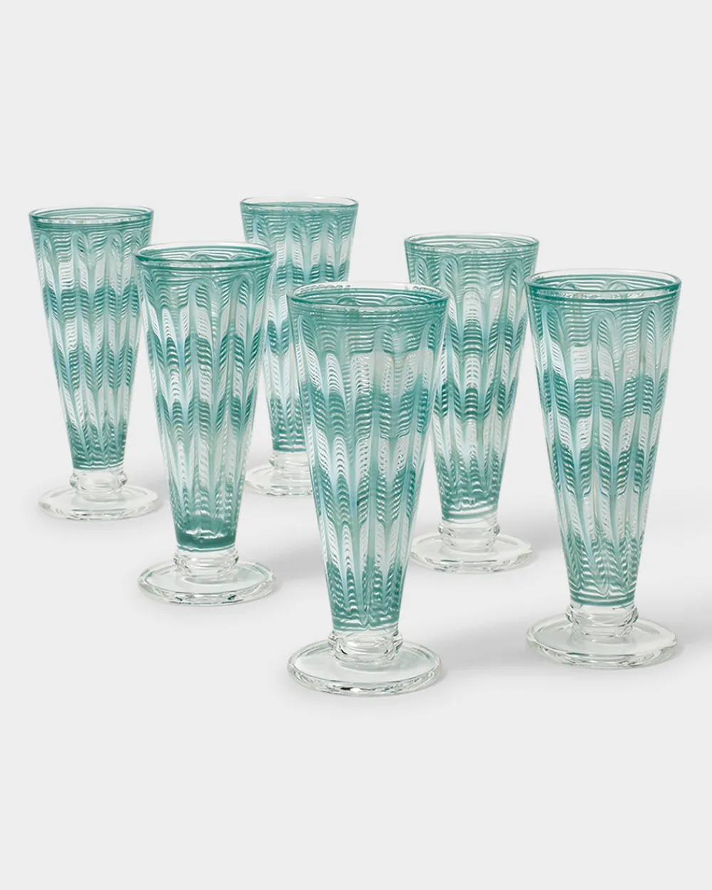 Cabana Glassware|D’Ascoli Donatello Flute Glasses in Turquoise, Set of 6