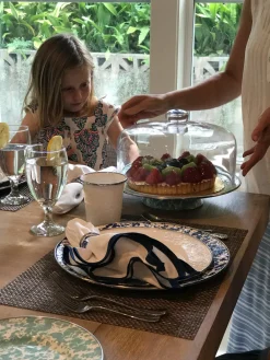 Golden Rabbit Dinnerware|Dinner Plates in Cobalt Swirl, Set Of 4