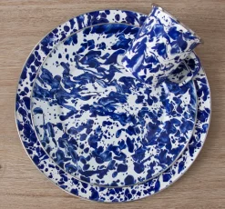 Golden Rabbit Dinnerware|Dinner Plates in Cobalt Swirl, Set Of 4