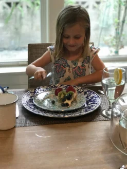 Golden Rabbit Dinnerware|Dinner Plates in Cobalt Swirl, Set Of 4