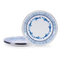 Golden Rabbit Dinnerware|Dinner Plates in Fish Camp, Set of 4