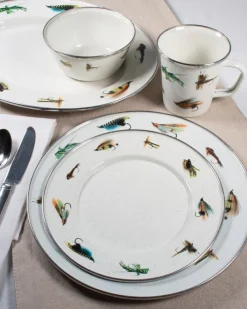 Golden Rabbit Dinnerware|Dinner Plates in Flying Fish, Set of 4