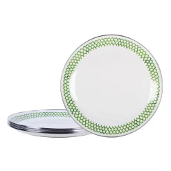 Golden Rabbit Dinnerware|Dinner Plates in Green Scallop, Set of 4