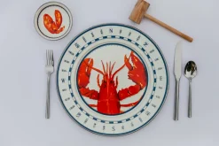 Golden Rabbit Dinnerware|Dinner Plates in Lobster, Set of 4