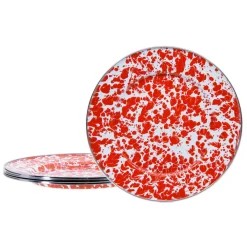 Golden Rabbit Dinnerware|Dinner Plates in Red Swirl, Set of 4
