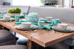 Golden Rabbit Dinnerware|Dinner Plates in Sea Glass, Set of 4