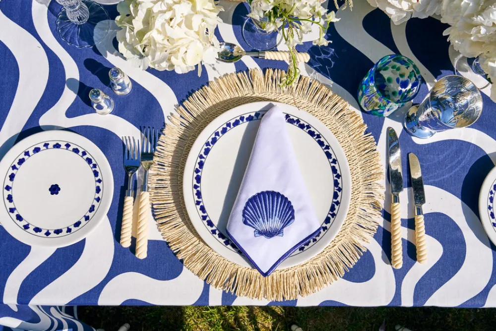 Loulou La Dune Place Settings & Linens|Doris In Navy Tablecloth