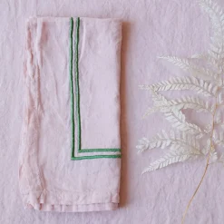 Issy Granger Place Settings & Linens|Double Piped Linen Napkins in Pink, Set of Four
