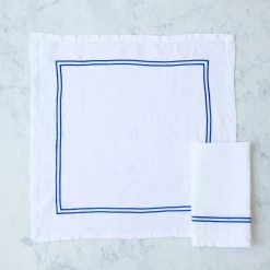Issy Granger Place Settings & Linens|Double Piped Linen Napkins in White, Set of Four