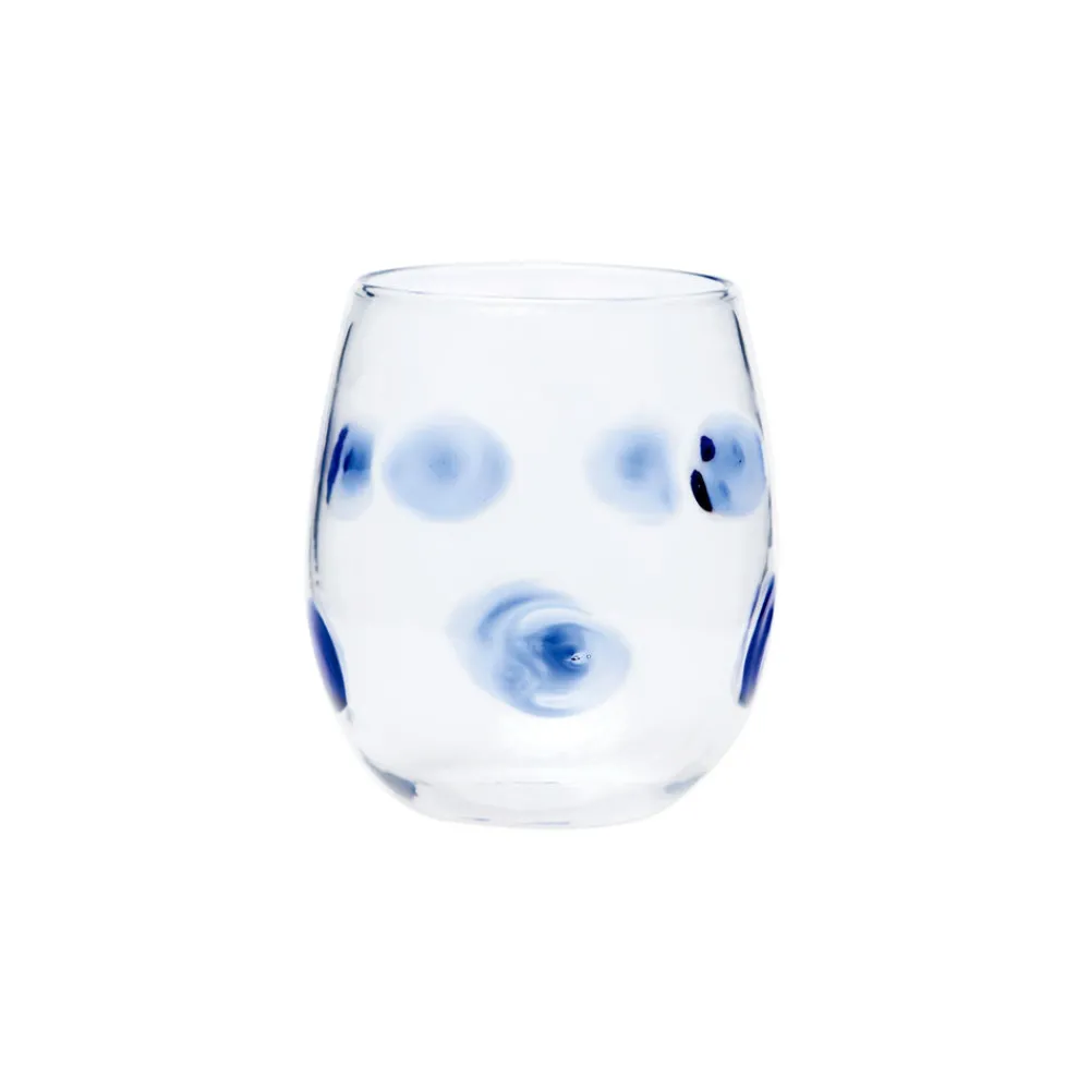 VIETRI Glassware|Drop Blue Stemless Wine Glass