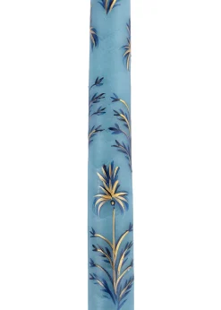 MJ Tablescapes Candles|Dusty Blue Chrysanthemum Hand Painted Taper Candles Set of Two