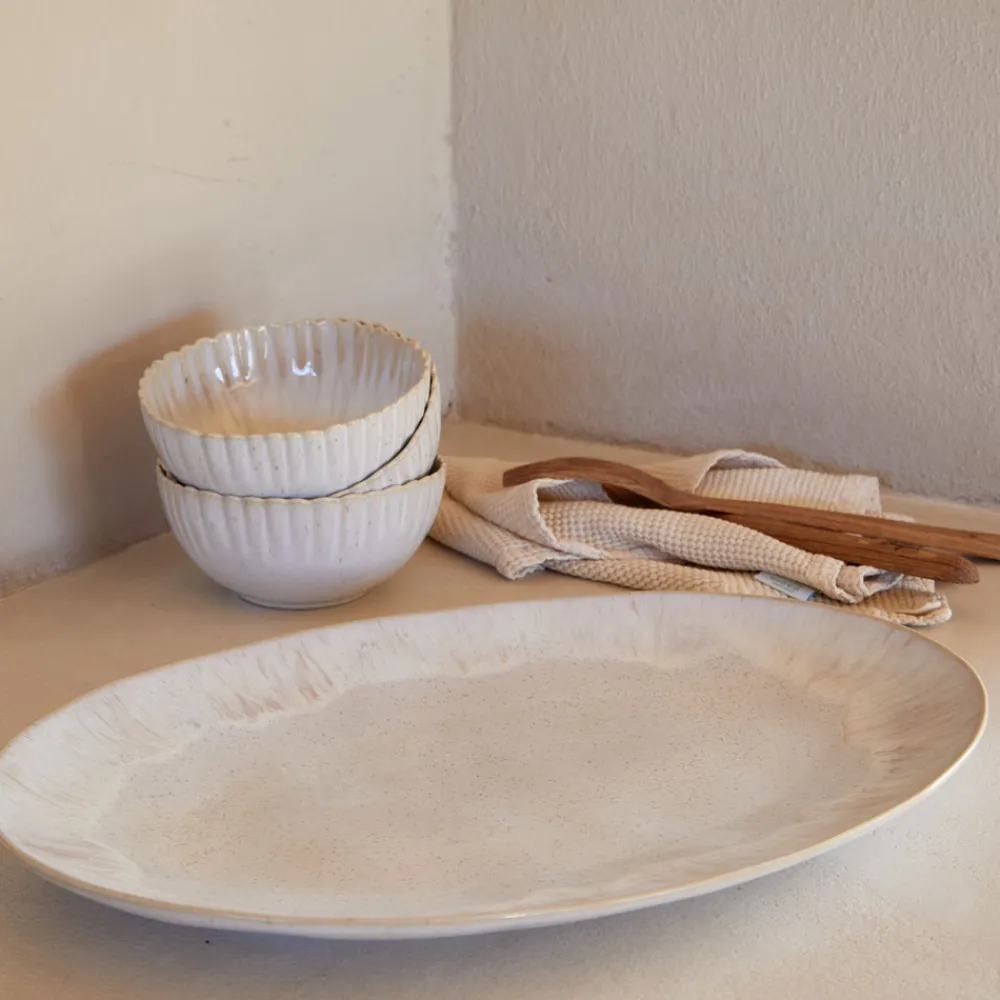 Costa Nova Dinnerware|Eivissa Collection Oval Platter 18" in Sand Beige