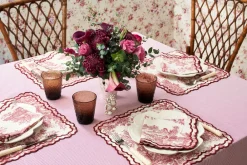 Loulou La Dune Place Settings & Linens|Elise Placemat and Napkin Set in Toile de Jouy Burgundy