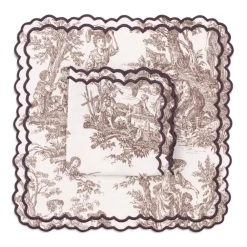 Loulou La Dune Place Settings & Linens|Elise Placemat and Napkin Set in Toile de Jouy Brown
