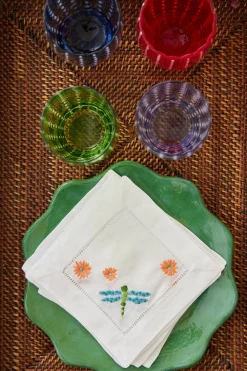 Catherine Owen Design Place Settings & Linens|Embroidered Dragonfly Cocktail Napkins, Set of 4