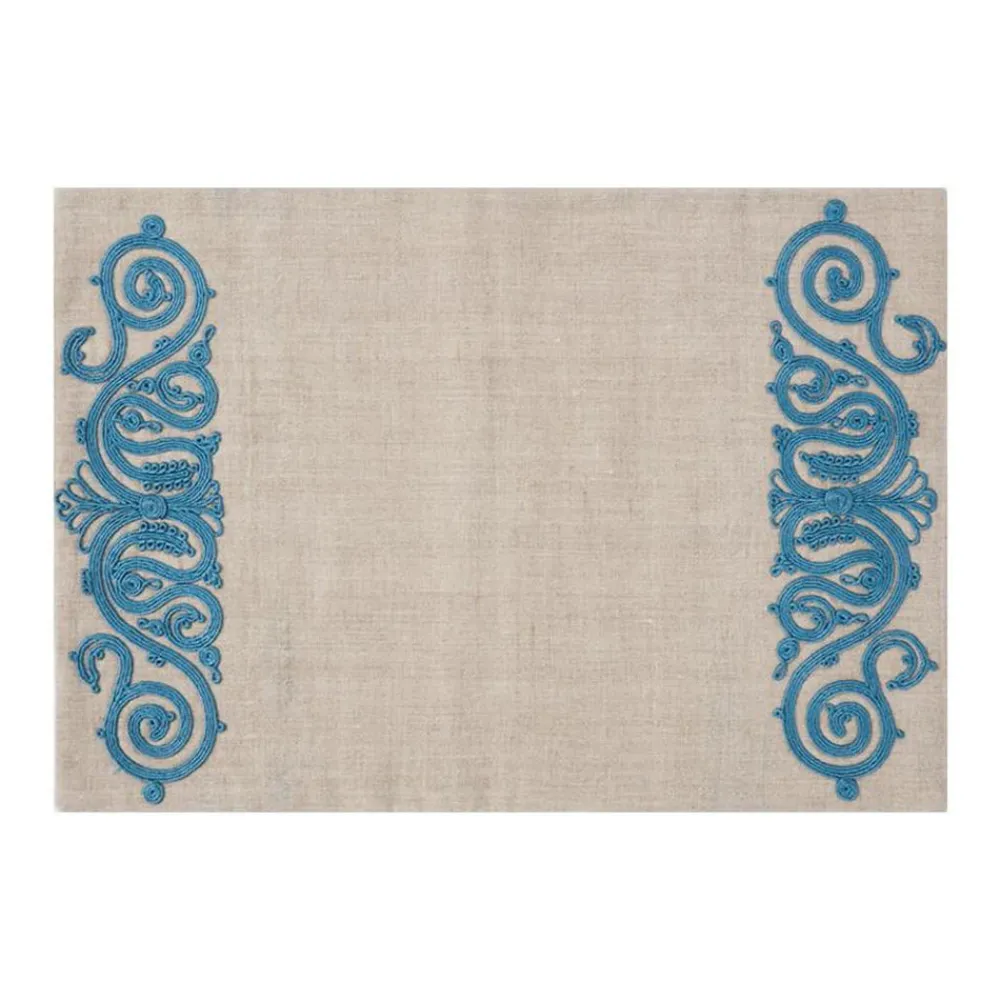 Cabana Place Settings & Linens|Embroidered Placemat in Blue