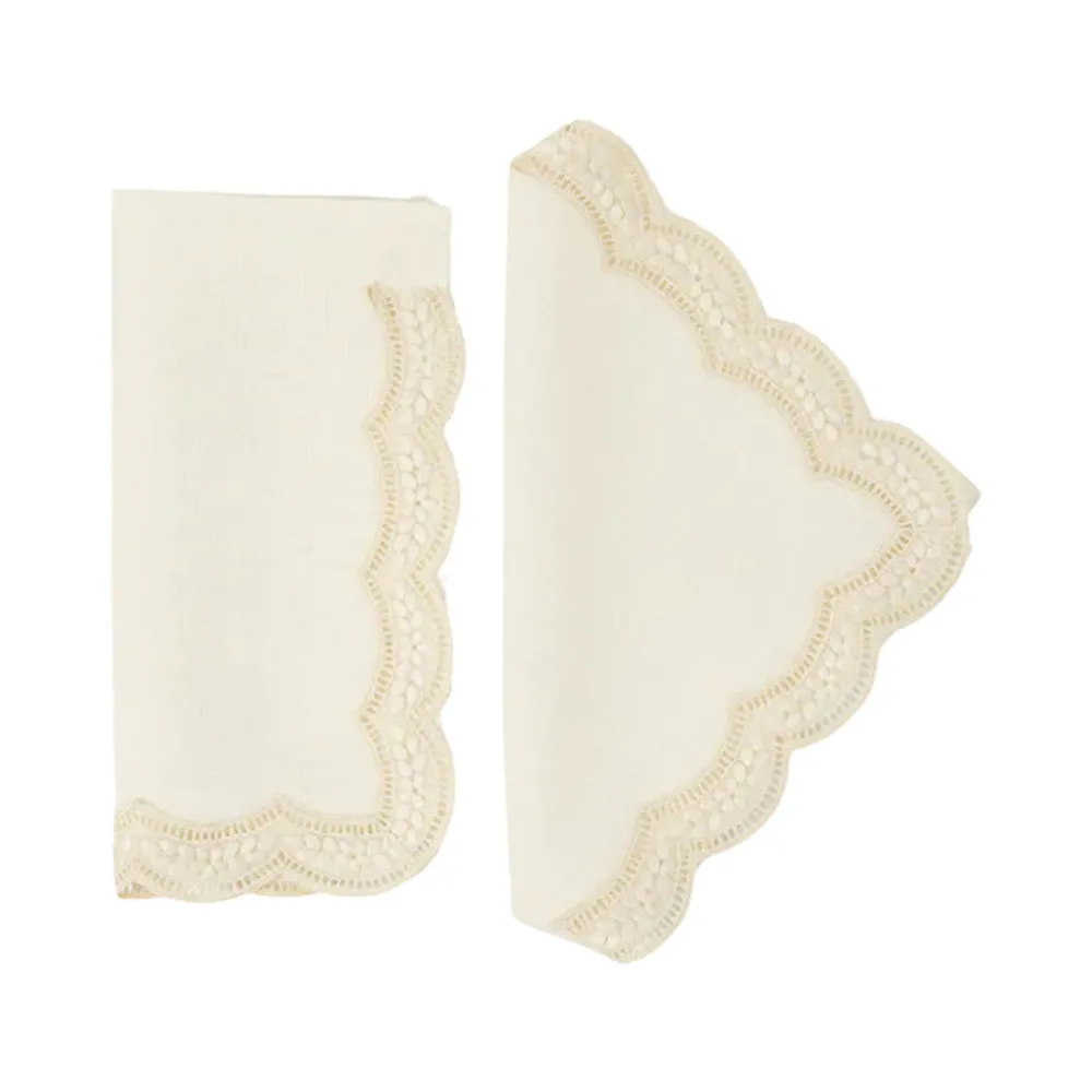 Cabana Place Settings & Linens|Emilia Scallop Embroidered Napkin