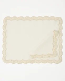 Cabana Place Settings & Linens|Emilia Scallop Embroidered Napkin