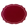 Loulou La Dune Place Settings & Linens|Emma Linen Placemat in Burgundy with Rose Embroidery