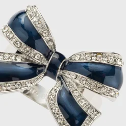Joanna Buchanan Place Settings & Linens|Enamel Bow Skinny Napkin Rings in Navy, Set of Four