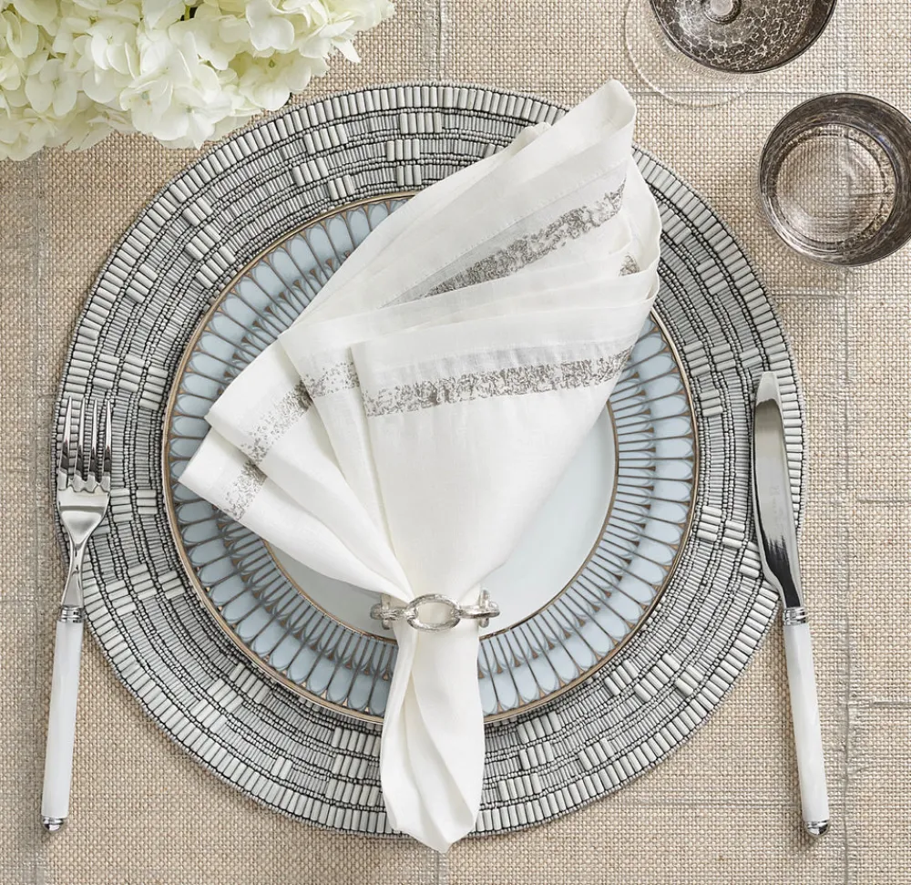 Kim Seybert Place Settings & Linens|Enamel Chain Link Napkin Ring in White, Set of 4