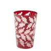 Cabana Glassware|Engraved Oak Leaf Water Tumbler in Burgundy
