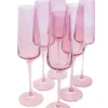 Estelle Colored Glass Glassware|Estelle Colored Champagne Flute, Set of 6 in Rose