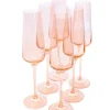 Estelle Colored Glass Glassware|Estelle Colored Champagne Flute, Set of 6 in Blush Pink